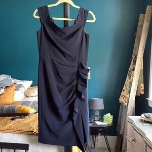 Eliza J Black Asymmetrical Sheath Dress